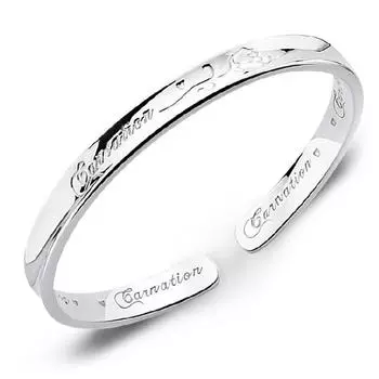 Серебряный браслет с покрытием из белой меди, цветок благодарности розы, браслет из искусственного серебра, открытый браслет Adjustable size