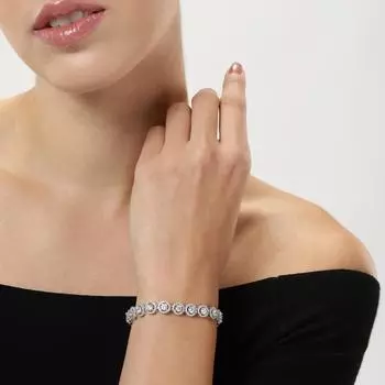 Серебряный браслет с полировкой, серебряные украшения с цирконием, браслет ручной работы, модный женский браслет M