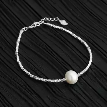 Серебряный браслет с жемчугом S925 стерлингового серебра женский легкий роскошный браслет для девушек в стиле меньшинств браслет в холодном стиле 925
