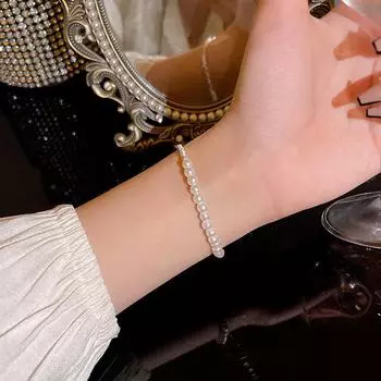 Серебряный браслет с жемчугом в стиле барокко для женщин - универсальное, легкое, роскошное, нишевое украшение для рук S413 серебряный