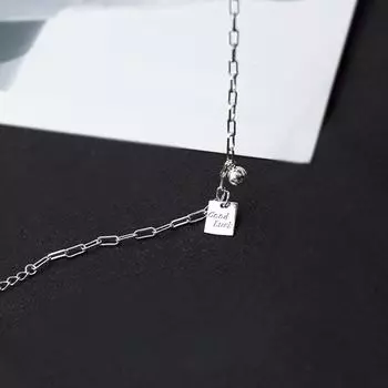 Серебряный браслет удачи S925 Lucky Square с индивидуальным дизайном и универсальным нишевым дизайном Adjustable size