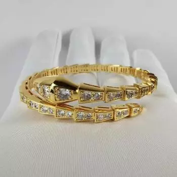 Серебряный браслет в виде змеи с микро-инкрустацией из циркония и серебряным отверстием, переплетающийся темперамент one size(16-22CM)