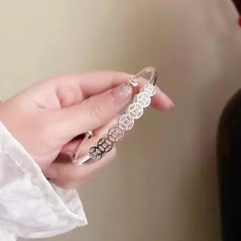 Серебряный браслет, женский модный простой браслет с монетами, прямой эфир, такой же полый браслет для мамы Adjustable size