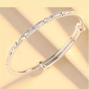 Серебряный браслет женский S999, подарок из чистого серебра для мамы и подруги, серебряный браслет, серебряные украшения, однотонный, полная небесная звезда, полный серебряный подарок на день рождения Adjustable size серебряный