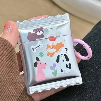 Серебряный чехол для наушников с мультяшной собакой для Apple Airpod 3 1 Pro 2nd 2, беспроводная Bluetooth зарядная коробка, милый чехол для гарнитуры с щенком, капа For Airpods Pro