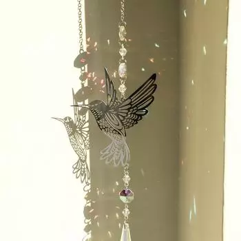 Серебряный цвет Brid Crystal Suncatcher Подвесное украшение Rainbow Maker Декор для комнаты Light Catcher Декор для комнаты Эстетический подарок для девушки