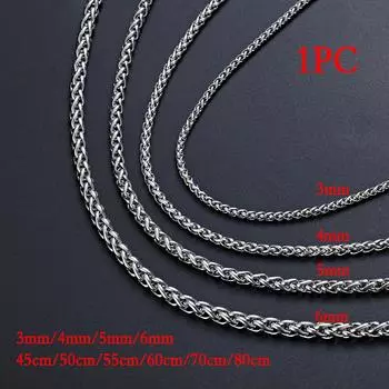 Серебряный цвет крутой панк готический металлический ошейник плетеная пшеничная цепочка из нержавеющей стали ожерелье тяжелое звено 3mm-45cm