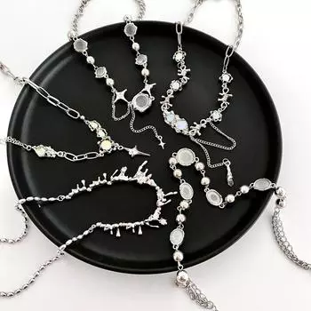 Серебряный цвет лунный камень кулон ожерелья для женщин модный кристалл циркон крест капля воды ожерелье асимметричный ювелирный подарок