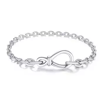 Серебряный цвет массивный браслет-цепочка с узлом бесконечности завязанный бантом застежка браслет-цепочка бесконечной любви ювелирные изделия 16cm