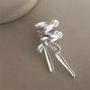 Серебряный цвет металлический бант ушная косточка клипса не проколотые простые нерегулярные геометрические полые серьги для женщин