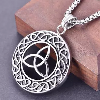 Серебряный цвет, модный полый кулон из титановой стали, винтажный треугольный полый мужской кулон 50CM серебряный