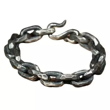 Серебряный цвет, национальный тренд, мужской браслет, модный индивидуальный конский кнут, цепочка, смелый браслет, мужской шестиугольный браслет 18cm