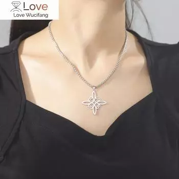 Серебряный цвет ожерелье с ведьмовым узлом колдовство из нержавеющей стали кельтский узел подвеска-подвеска защитный амулет ювелирные изделия