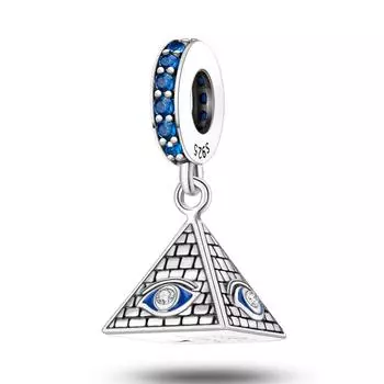Серебряный цвет пирамида демонический глаз подвески бусины подходят оригинальный брендовый браслет для женщин модные ювелирные изделия на день рождения подарок
