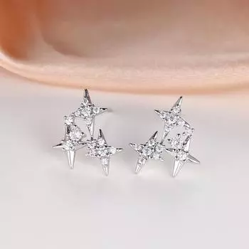 Серебряный цвет сладкие звезды CZ камень шарм серьги-гвоздики для женщин свадебная вечеринка ювелирные изделия подарок серебряный
