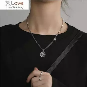 Серебряный цвет слон ключица винтажное ожерелье для женщин мода тайский серебряный улыбка - лицо панк хип-хоп вечеринка ювелирные изделия подарок