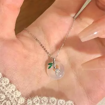 Серебряный цвет старинный стиль бамбуковый лист мир пряжка ожерелье для женщин ключичная цепочка микро инкрустированный циркон кулон цепочка на шею