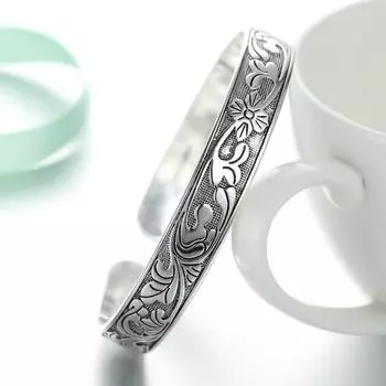 Серебряный цветной браслет-манжета ручной работы для женщин, высокое качество, винтажная мода, изысканные аксессуары для вечеринок с цветком сливы, тайские ювелирные изделия ручной работы, подарки