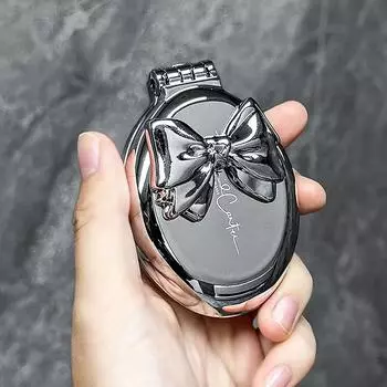 Серебряный галстук-бабочка, расческа на воздушной подушке, милая складная массажная расческа с зеркалом для макияжа, портативная пластиковая расческа с подушкой безопасности, щетка для волос серебряный