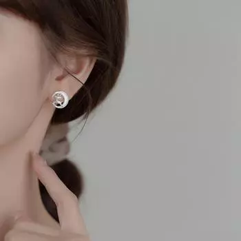 Серебряный гвоздик с покрытием S925, рождественский олень, серьга-ракушка, простая мода, лунный олень, гвоздик, женская индивидуальность, прилив