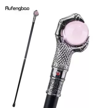 Серебряный коготь дракона, розовый стеклянный шар, трость, модная декоративная трость, элегантный джентльменский посох для косплея, 93 см