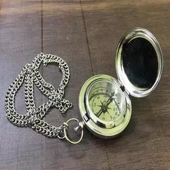Серебряный компас ручной работы/кнопочный компас/латунный карманный компас/классический компас