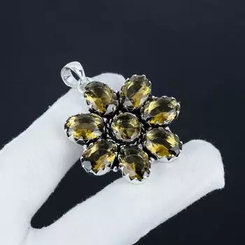 Серебряный кулон-цветок с топазом Smoey из серебра 925 пробы — дизайн груши ручной работы, повседневное ювелирное украшение в подарок жене 2.36 коричневый