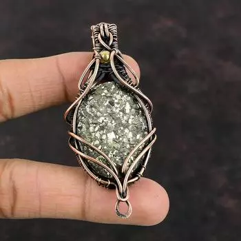 Серебряный кулон Druzy, обернутый медной проволокой, подвеска с драгоценным камнем, ювелирное изделие ручной работы, подарок для нее, медные ювелирные изделия, дизайнерский кулон, обернутый проволокой, ювелирное изделие