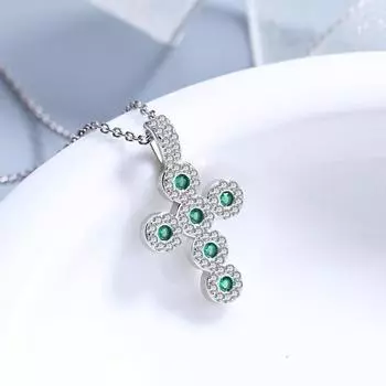 Серебряный кулон-крест S925 с бриллиантами, женская мода, классическая мода 925