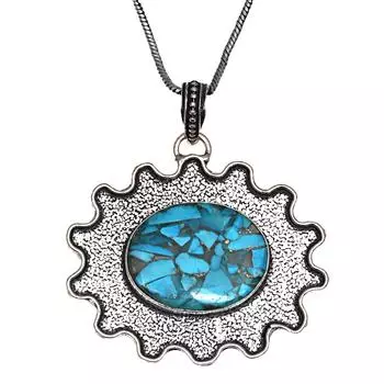 Серебряный кулон ручной работы для женщин унисекс из синего медного бирюзового золота 2