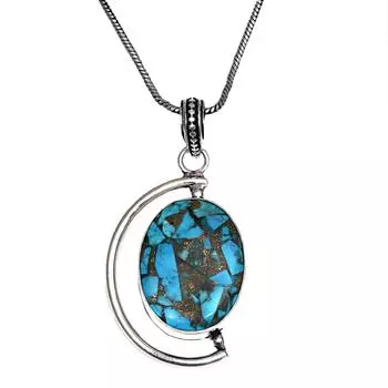Серебряный кулон ручной работы для женщин унисекс из синего медного бирюзового золота 2