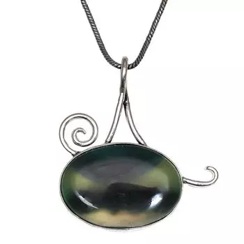Серебряный кулон ручной работы из зеленого ботсванского агата для женщин и мужчин 2