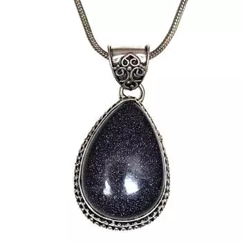 Серебряный кулон ручной работы ко Дню матери с синим драгоценным камнем Sunsitara, 2 дюйма