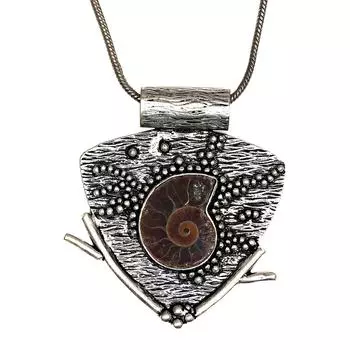 Серебряный кулон ручной работы на День матери из ископаемого камня аммонита 2 дюйма