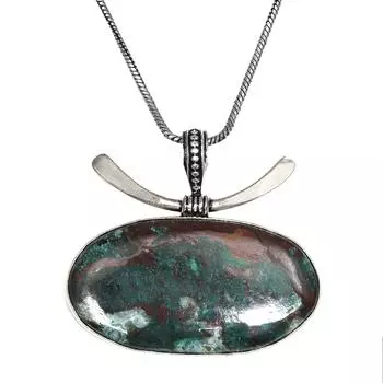 Серебряный кулон ручной работы с драгоценным камнем хризоколла для женщин и мужчин 1,75