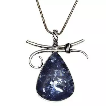 Серебряный кулон ручной работы с драгоценным камнем содалит для женщин и мужчин 2