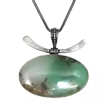 Серебряный кулон ручной работы с драгоценным камнем хризопраз для женщин и мужчин 1,75