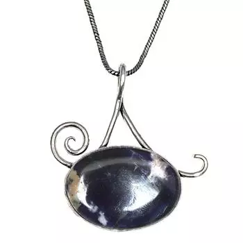 Серебряный кулон ручной работы с драгоценным камнем содалит для женщин и мужчин 2