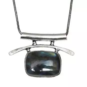 Серебряный кулон ручной работы с драгоценным камнем лабрадоритом для женщин и мужчин 1,25