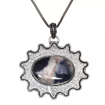 Серебряный кулон ручной работы с драгоценным камнем содалит для женщин и мужчин 2