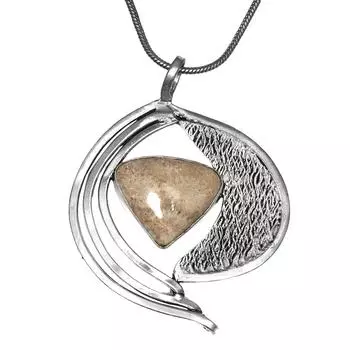 Серебряный кулон ручной работы с драгоценным камнем из ископаемого коралла на День матери 2,5 дюйма