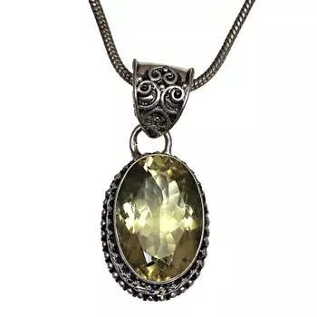 Серебряный кулон ручной работы с лимонным топазом на День матери 1,5 дюйма