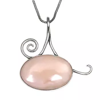 Серебряный кулон ручной работы с розовым опалом для женщин и мужчин 1,75