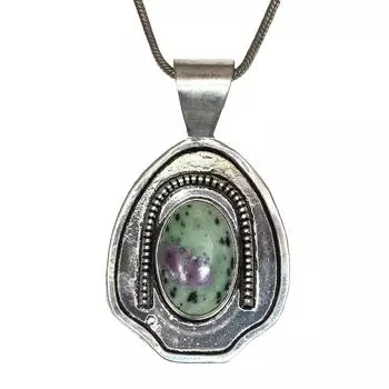 Серебряный кулон ручной работы с рубиновым цоизитом на День матери, 2 дюйма