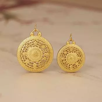 Серебряный кулон S925 Eight Treasures Compass с изображением восьми жуй, благоприятных символов Го Чао Фу, полого диска, восьми сокровищ, богатого лотоса 925 silver