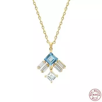 Серебряный кулон S925 пробы с бриллиантами Super Flash, сложенный с цепочкой на ключицу, креативное легкое роскошное ожерелье с покрытием из золота K 925 silver золотой