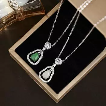 Серебряный кулон S925 пробы с новой каплей воды, ожерелье из тыквы в форме груши с халцедоном, женская цепочка на ключицу из циркония 925 Silver