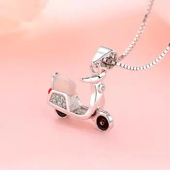 Серебряный кулон S925 с электромобилем, едущим на моем любимом мотоцикле, для мужчин и женщин, для пары, милые серебряные украшения 925