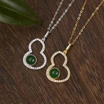 Серебряный кулон S925 с натуральным белым и зеленым халцедоном, старинное ожерелье Fulu, женские украшения 925 silver
