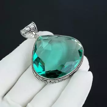 Серебряный кулон с аквамарином и драгоценным камнем из серебра 925 пробы — дизайн ручной работы, повседневные украшения, подарки на День святого Валентина 2.30 синий